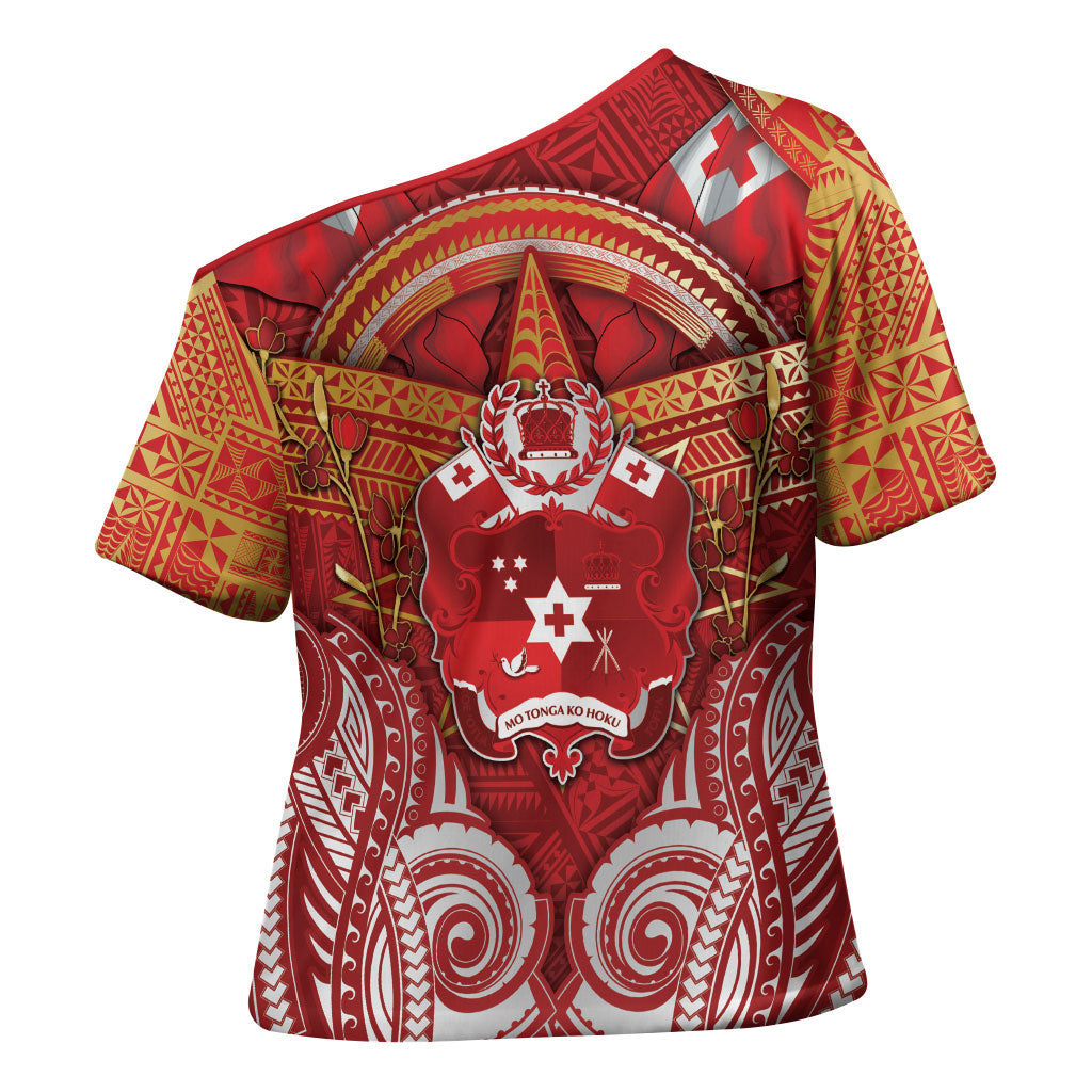 Tonga King's Birthday Cross Shoulder Shirt Gold Royal Crown Tribal Patterns