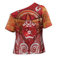 Tonga King's Birthday Cross Shoulder Shirt Gold Royal Crown Tribal Patterns