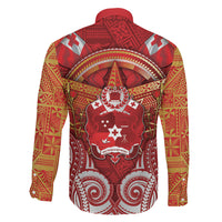 Tonga King's Birthday Family Matching Off Shoulder Maxi Dress and Hawaiian Shirt Gold Royal Crown Tribal Patterns