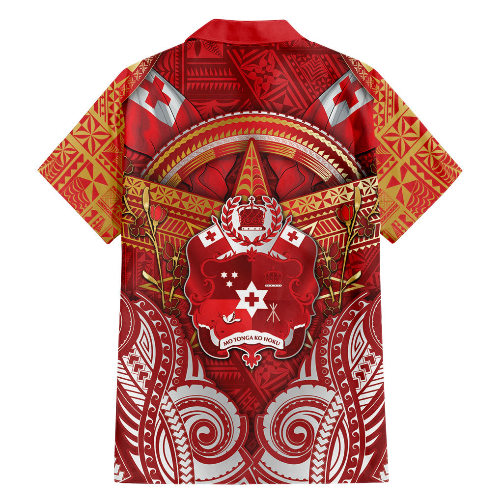 Tonga King's Birthday Family Matching Summer Maxi Dress and Hawaiian Shirt Gold Royal Crown Tribal Patterns