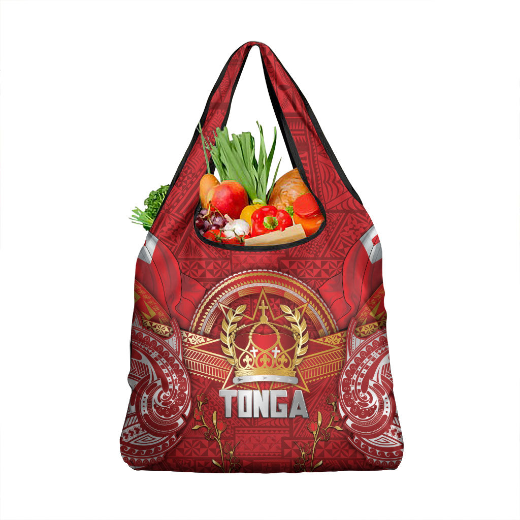 Tonga King's Birthday Grocery Bag Gold Royal Crown Tribal Patterns