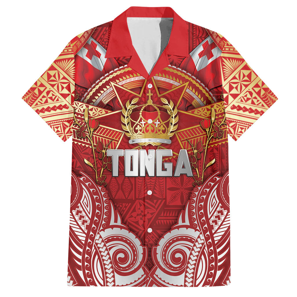 Tonga King's Birthday Hawaiian Shirt Gold Royal Crown Tribal Patterns