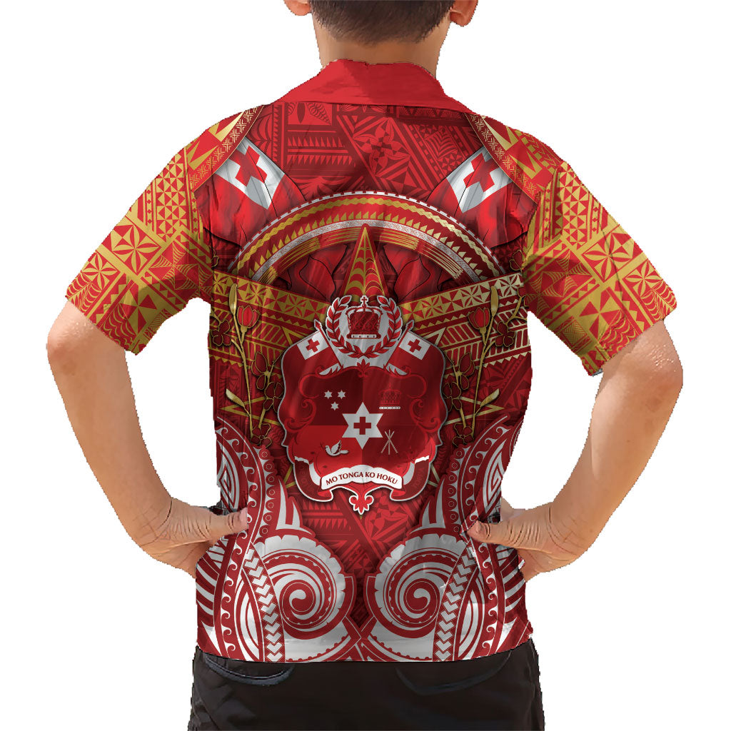 Tonga King's Birthday Hawaiian Shirt Gold Royal Crown Tribal Patterns