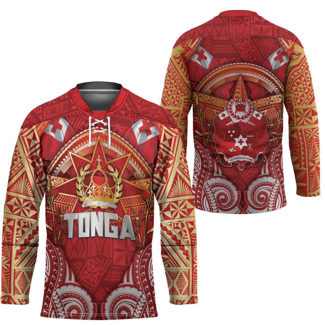Tonga King's Birthday Hockey Jersey Gold Royal Crown Tribal Patterns
