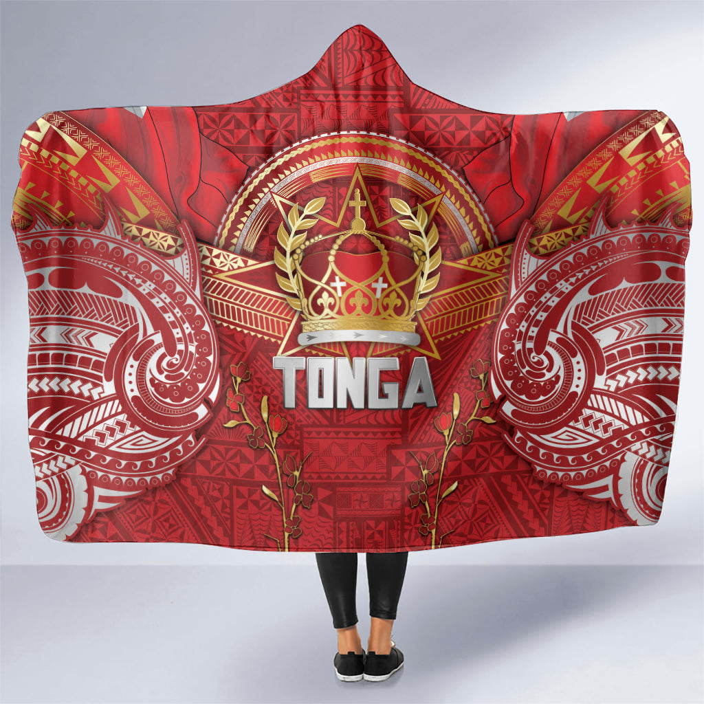 Tonga King's Birthday Hooded Blanket Gold Royal Crown Tribal Patterns