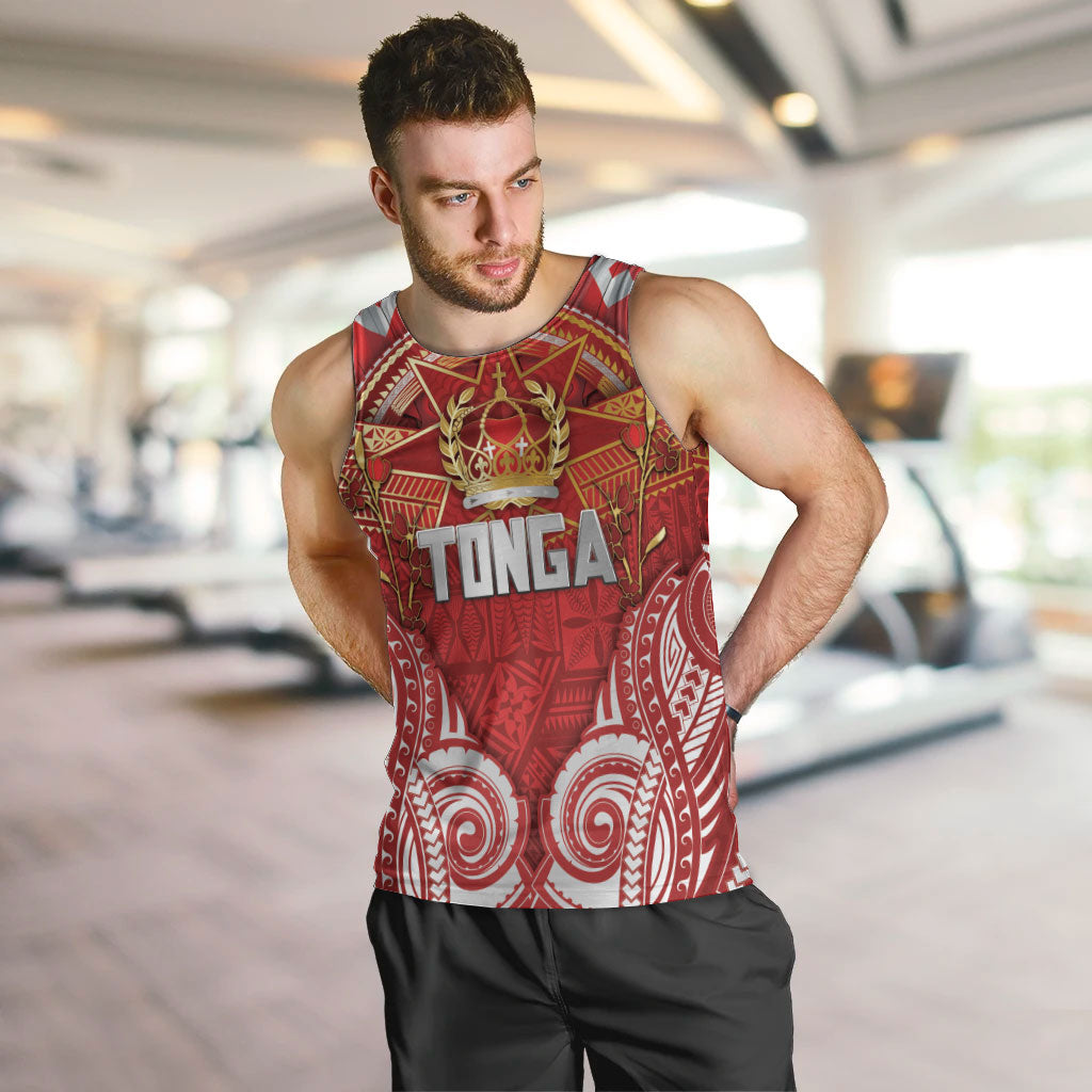 Tonga King's Birthday Men Tank Top Gold Royal Crown Tribal Patterns