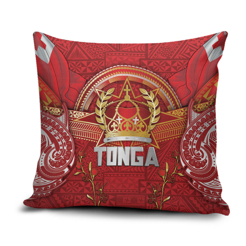 Tonga King's Birthday Pillow Cover Gold Royal Crown Tribal Patterns