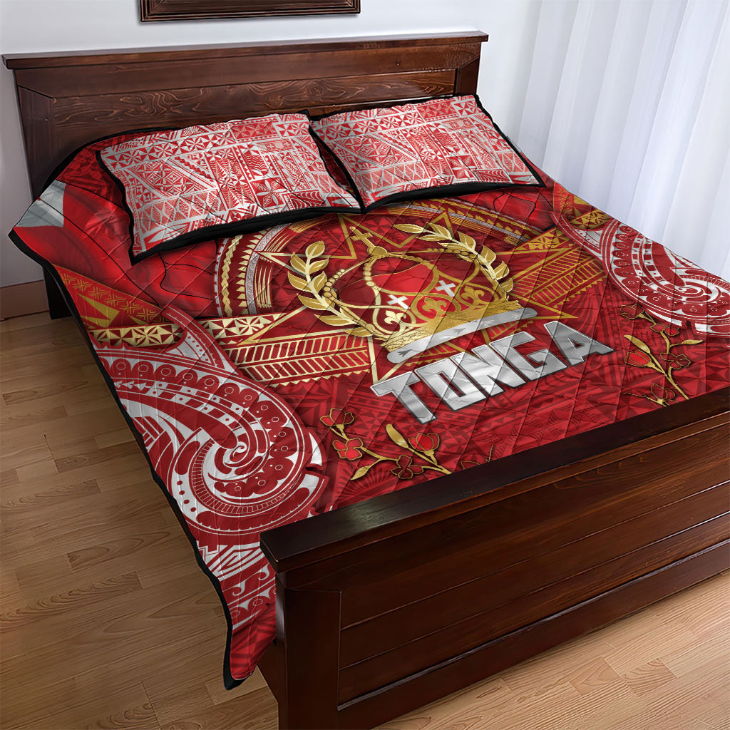 Tonga King's Birthday Quilt Bed Set Gold Royal Crown Tribal Patterns