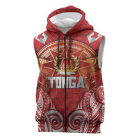 Tonga King's Birthday Sleeveless Zip Hoodie Gold Royal Crown Tribal Patterns