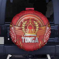 Tonga King's Birthday Spare Tire Cover Gold Royal Crown Tribal Patterns