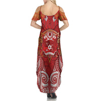 Tonga King's Birthday Summer Maxi Dress Gold Royal Crown Tribal Patterns