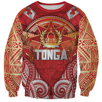 Tonga King's Birthday Sweatshirt Gold Royal Crown Tribal Patterns