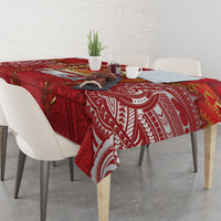 Tonga King's Birthday Tablecloth Gold Royal Crown Tribal Patterns