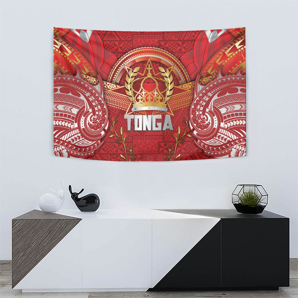 Tonga King's Birthday Tapestry Gold Royal Crown Tribal Patterns