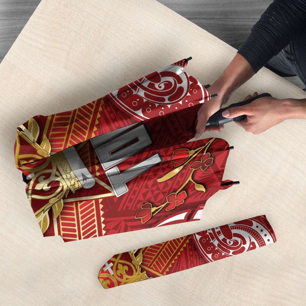 Tonga King's Birthday Umbrella Gold Royal Crown Tribal Patterns