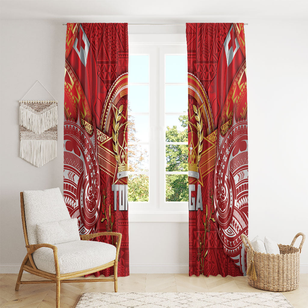 Tonga King's Birthday Window Curtain Gold Royal Crown Tribal Patterns