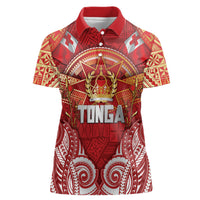 Tonga King's Birthday Women Polo Shirt Gold Royal Crown Tribal Patterns