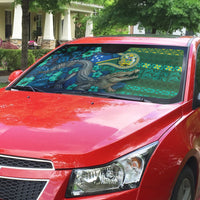 Solomon Islands Independence Day Auto Sun Shade Crocodile Hibiscus Tribal Pattern DT05 - Polynesian Pride
