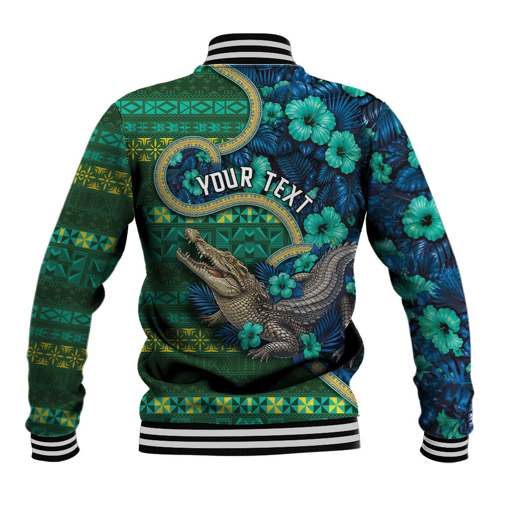 Personalised Solomon Islands Independence Day Baseball Jacket Crocodile Hibiscus Tribal Pattern DT05 - Polynesian Pride
