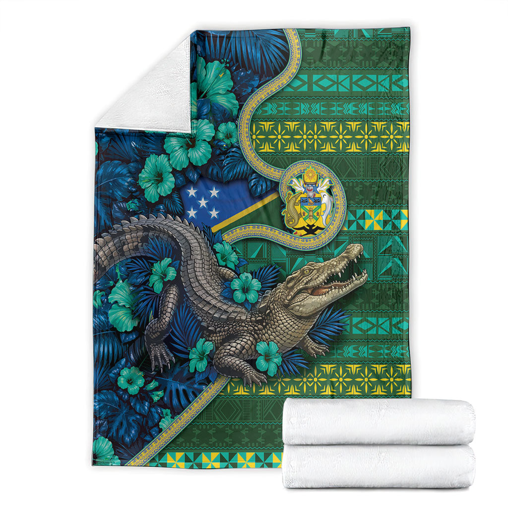 Solomon Islands Independence Day Blanket Crocodile Hibiscus Tribal Pattern DT05 - Polynesian Pride