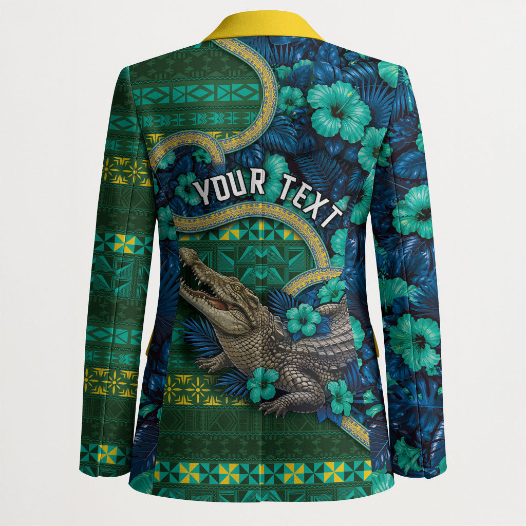 Personalised Solomon Islands Independence Day Blazer Crocodile Hibiscus Tribal Pattern DT05 - Polynesian Pride