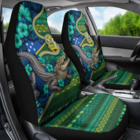 Solomon Islands Independence Day Car Seat Cover Crocodile Hibiscus Tribal Pattern DT05 - Polynesian Pride