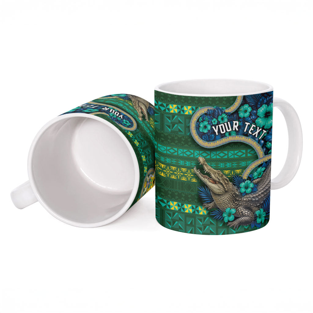 Personalised Solomon Islands Independence Day Ceramic Mug Crocodile Hibiscus Tribal Pattern DT05 - Polynesian Pride
