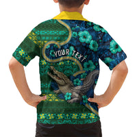 Personalised Solomon Islands Independence Day Family Matching Mermaid Dress and Hawaiian Shirt Crocodile Hibiscus Tribal Pattern DT05 - Polynesian Pride