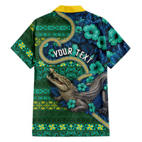 Personalised Solomon Islands Independence Day Family Matching Mermaid Dress and Hawaiian Shirt Crocodile Hibiscus Tribal Pattern DT05 - Polynesian Pride