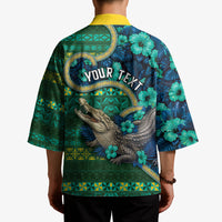 Personalised Solomon Islands Independence Day Kimono Crocodile Hibiscus Tribal Pattern DT05 - Polynesian Pride