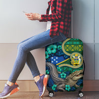 Solomon Islands Independence Day Luggage Cover Crocodile Hibiscus Tribal Pattern DT05 - Polynesian Pride