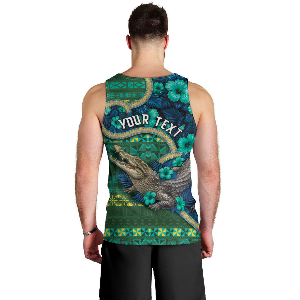 Personalised Solomon Islands Independence Day Men Tank Top Crocodile Hibiscus Tribal Pattern DT05 - Polynesian Pride