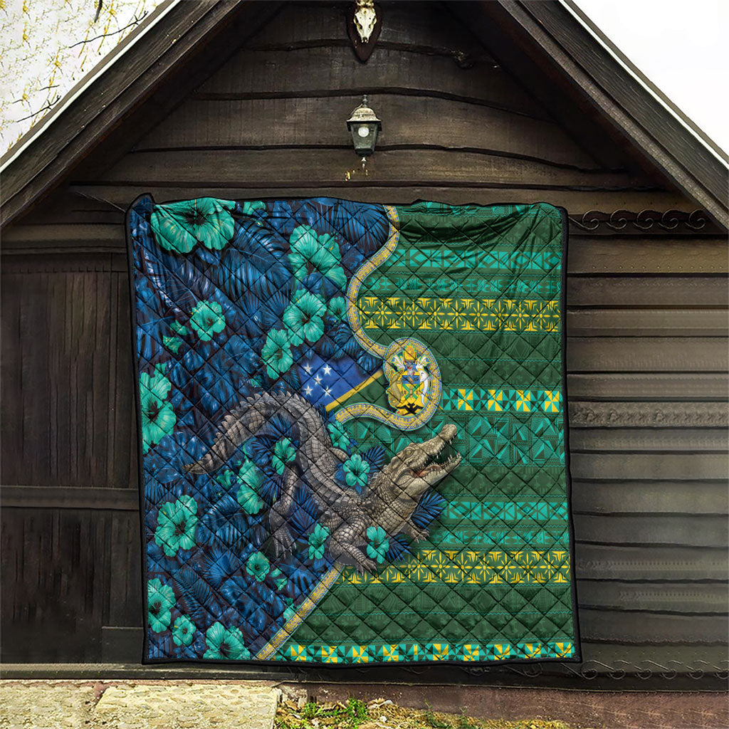 Solomon Islands Independence Day Quilt Crocodile Hibiscus Tribal Pattern DT05 - Polynesian Pride