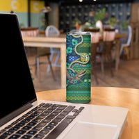 Personalised Solomon Islands Independence Day Skinny Tumbler Crocodile Hibiscus Tribal Pattern