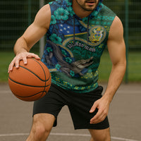 Personalised Solomon Islands Independence Day Sleeveless Hoodie Crocodile Hibiscus Tribal Pattern