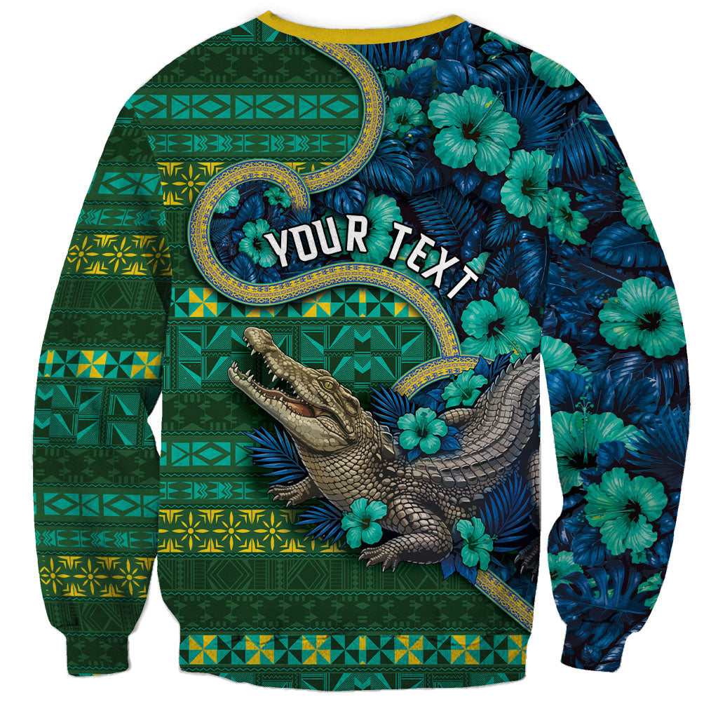 Personalised Solomon Islands Independence Day Sweatshirt Crocodile Hibiscus Tribal Pattern DT05 - Polynesian Pride