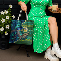 Solomon Islands Independence Day Tote Bag Crocodile Hibiscus Tribal Pattern DT05 - Polynesian Pride