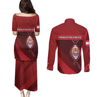 French Polynesia Is In My DNA Couples Matching Puletasi and Long Sleeve Button Shirt - Polynesian Pride
