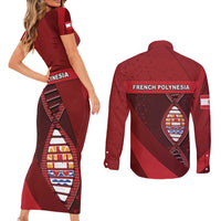 French Polynesia Is In My DNA Couples Matching Short Sleeve Bodycon Dress and Long Sleeve Button Shirt - Polynesian Pride