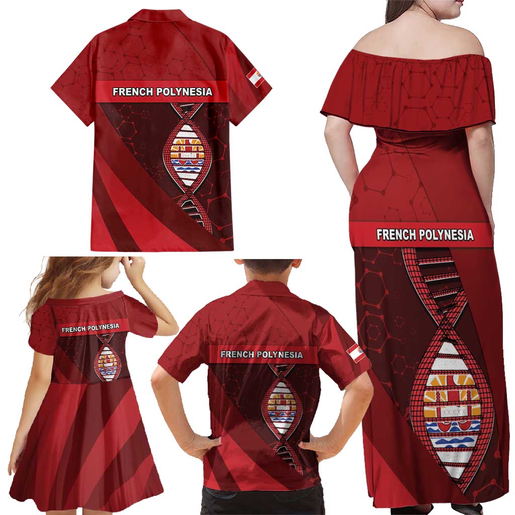 French Polynesia Is In My DNA Family Matching Off Shoulder Maxi Dress and Hawaiian Shirt - Polynesian Pride
