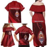French Polynesia Is In My DNA Family Matching Off Shoulder Maxi Dress and Hawaiian Shirt - Polynesian Pride