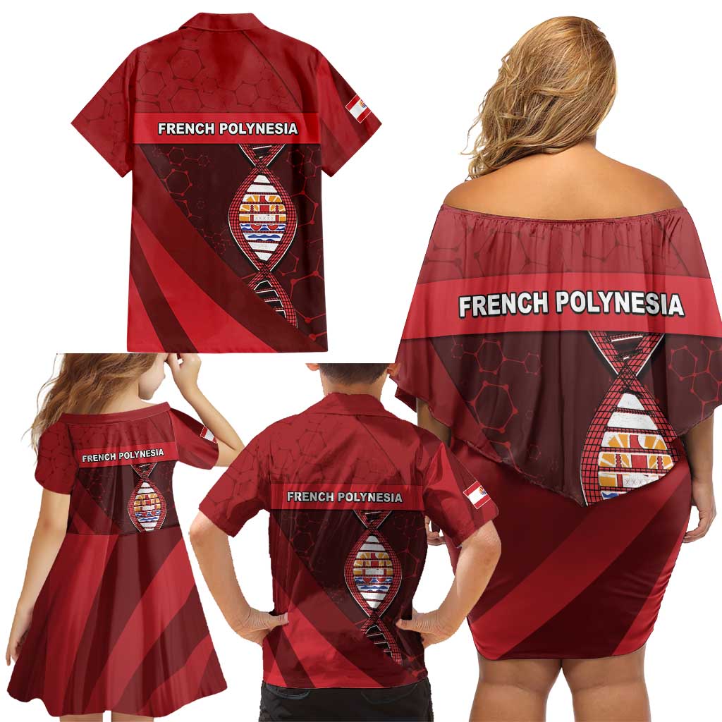 French Polynesia Is In My DNA Family Matching Off Shoulder Short Dress and Hawaiian Shirt - Polynesian Pride