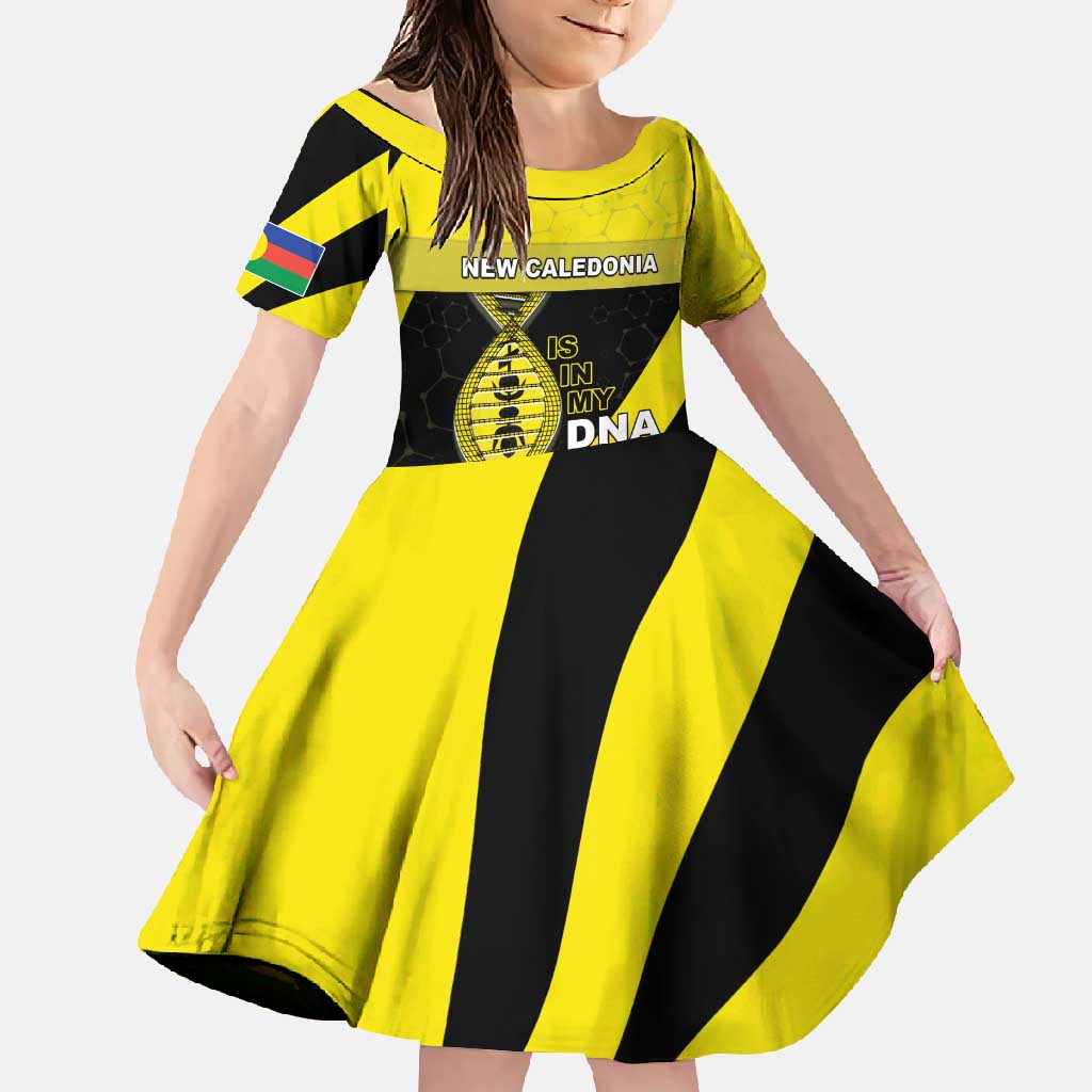 New Caledonia Is In My DNA Family Matching Long Sleeve Bodycon Dress and Hawaiian Shirt DT05 Daughter's Dress Yellow - Polynesian Pride