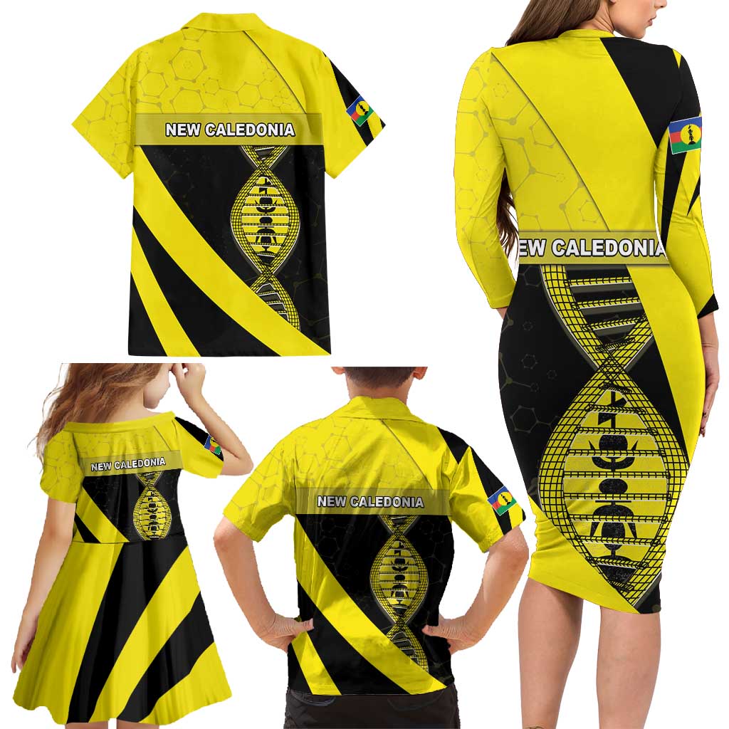 New Caledonia Is In My DNA Family Matching Long Sleeve Bodycon Dress and Hawaiian Shirt DT05 - Polynesian Pride