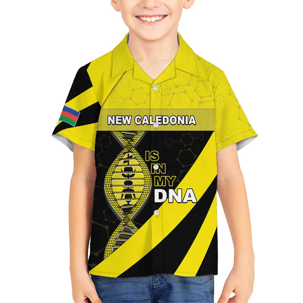 New Caledonia Is In My DNA Family Matching Short Sleeve Bodycon Dress and Hawaiian Shirt DT05 Son's Shirt Yellow - Polynesian Pride