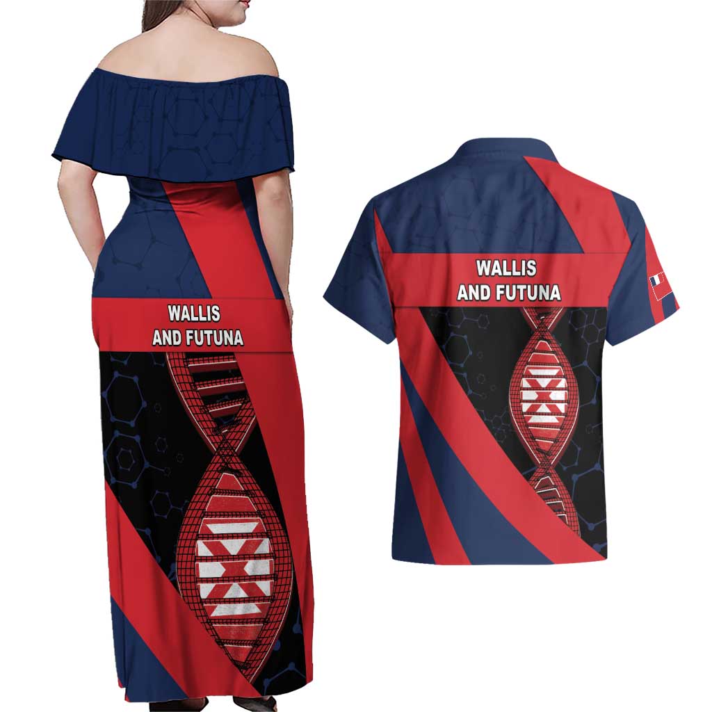Wallis And Futuna Is In My DNA Couples Matching Off Shoulder Maxi Dress and Hawaiian Shirt - Polynesian Pride