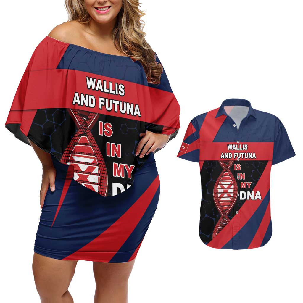 Wallis And Futuna Is In My DNA Couples Matching Off Shoulder Short Dress and Hawaiian Shirt - Polynesian Pride
