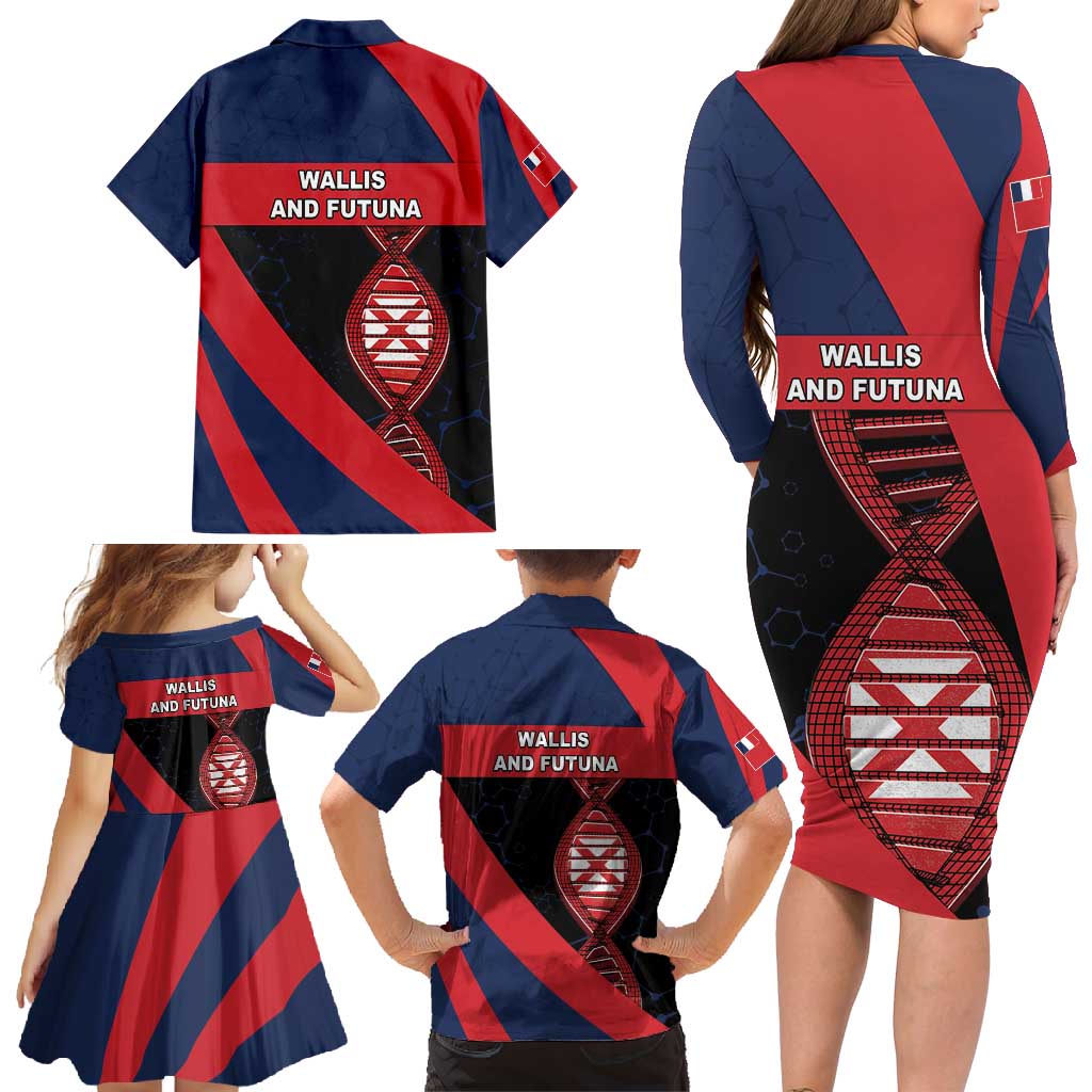 Wallis And Futuna Is In My DNA Family Matching Long Sleeve Bodycon Dress and Hawaiian Shirt DT05 - Polynesian Pride