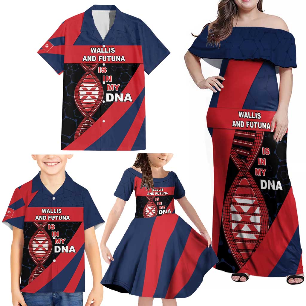 Wallis And Futuna Is In My DNA Family Matching Off Shoulder Maxi Dress and Hawaiian Shirt DT05 - Polynesian Pride