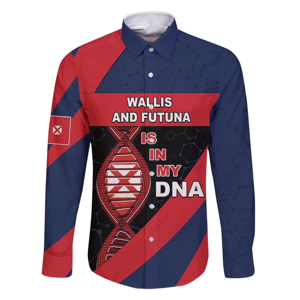 Wallis And Futuna Is In My DNA Family Matching Off Shoulder Short Dress and Hawaiian Shirt DT05 Dad's Shirt - Long Sleeve Multicolor - Polynesian Pride